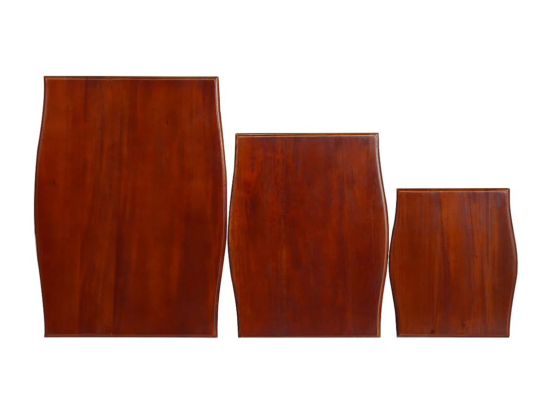 Tavolini Impilabili 3 pz Marrone Classico in Legno di Mogano