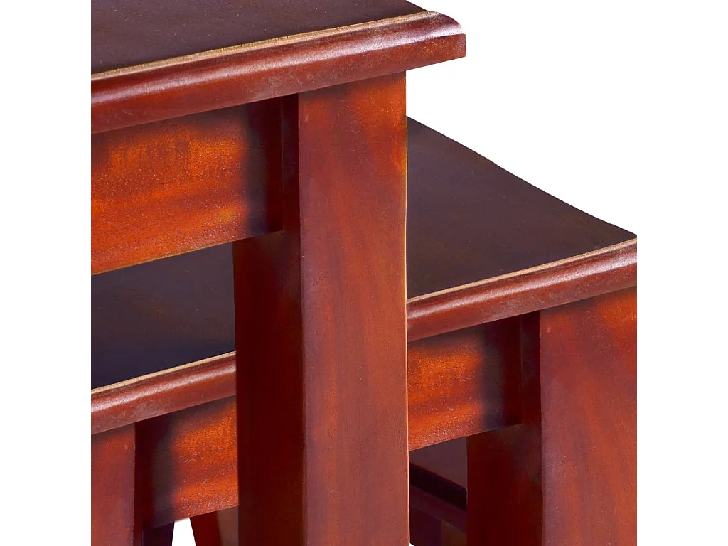 Tavolini Impilabili 3 pz Marrone Classico in Legno di Mogano