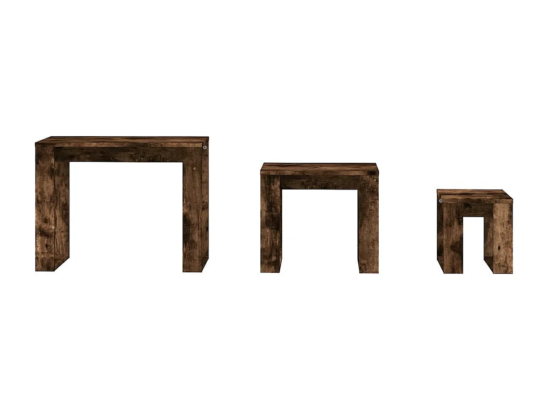 Tables gigognes 3 pcs Chêne fumé Bois d'ingénierie