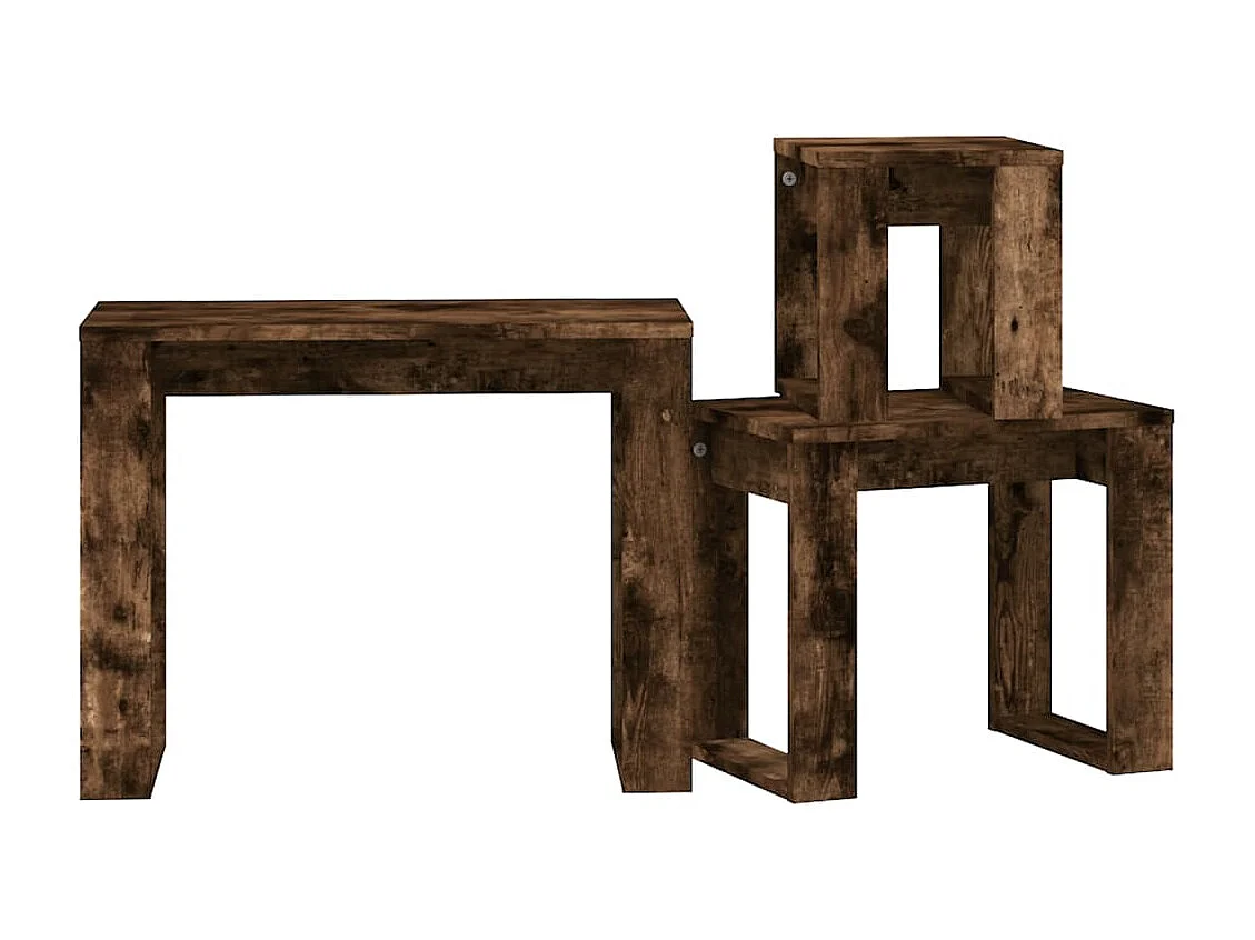 Tables gigognes 3 pcs Chêne fumé Bois d'ingénierie