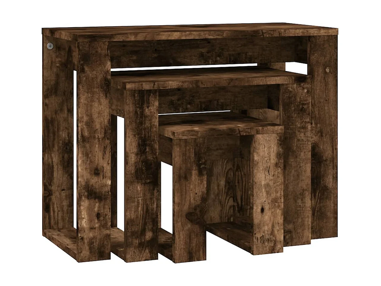 Tables gigognes 3 pcs Chêne fumé Bois d'ingénierie