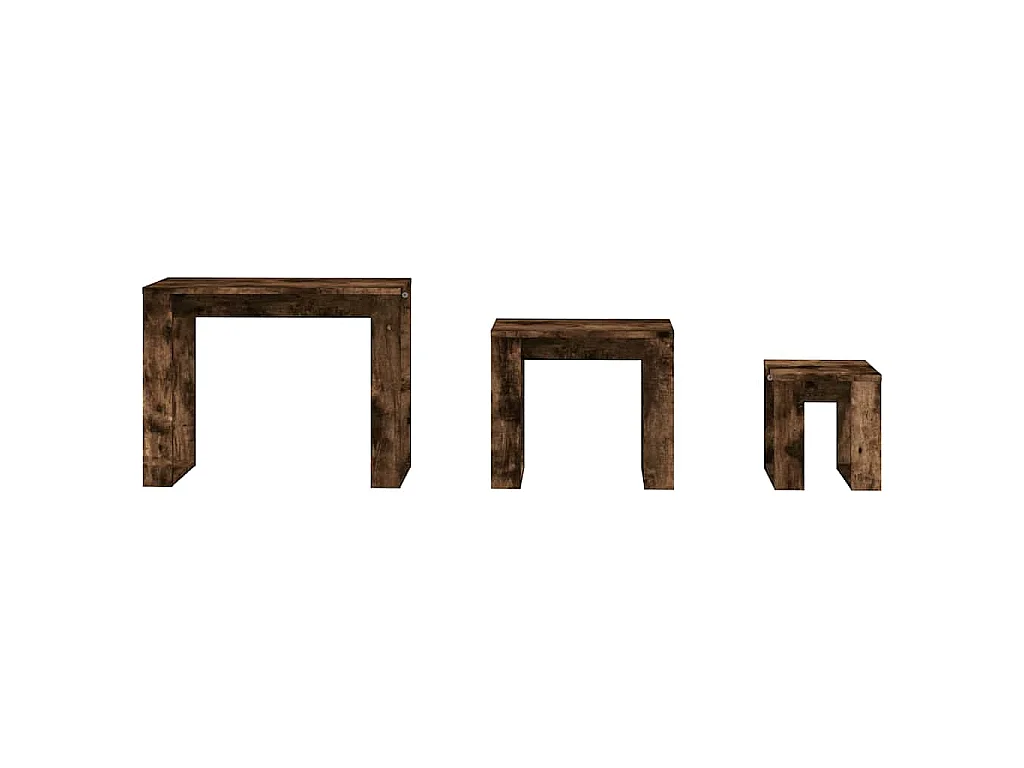 Tables gigognes 3 pcs Chêne fumé Bois d'ingénierie