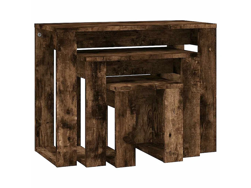 Tables gigognes 3 pcs Chêne fumé Bois d'ingénierie