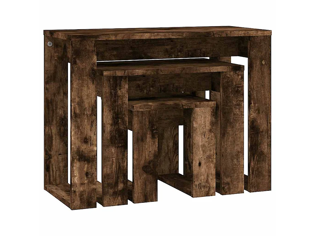 Tables gigognes 3 pcs Chêne fumé Bois d'ingénierie