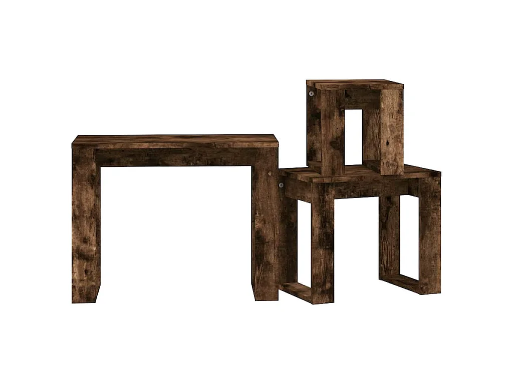 Tables gigognes 3 pcs Chêne fumé Bois d'ingénierie