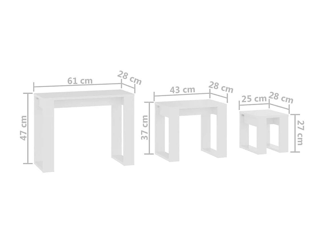 Satztische 3 Stk. Weiß Holzwerkstoff