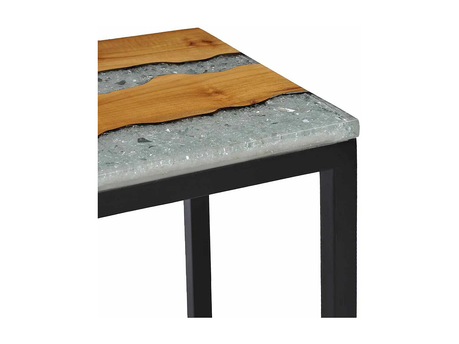 Tables gigognes 3 pcs Bois de teck massif et polyrésine