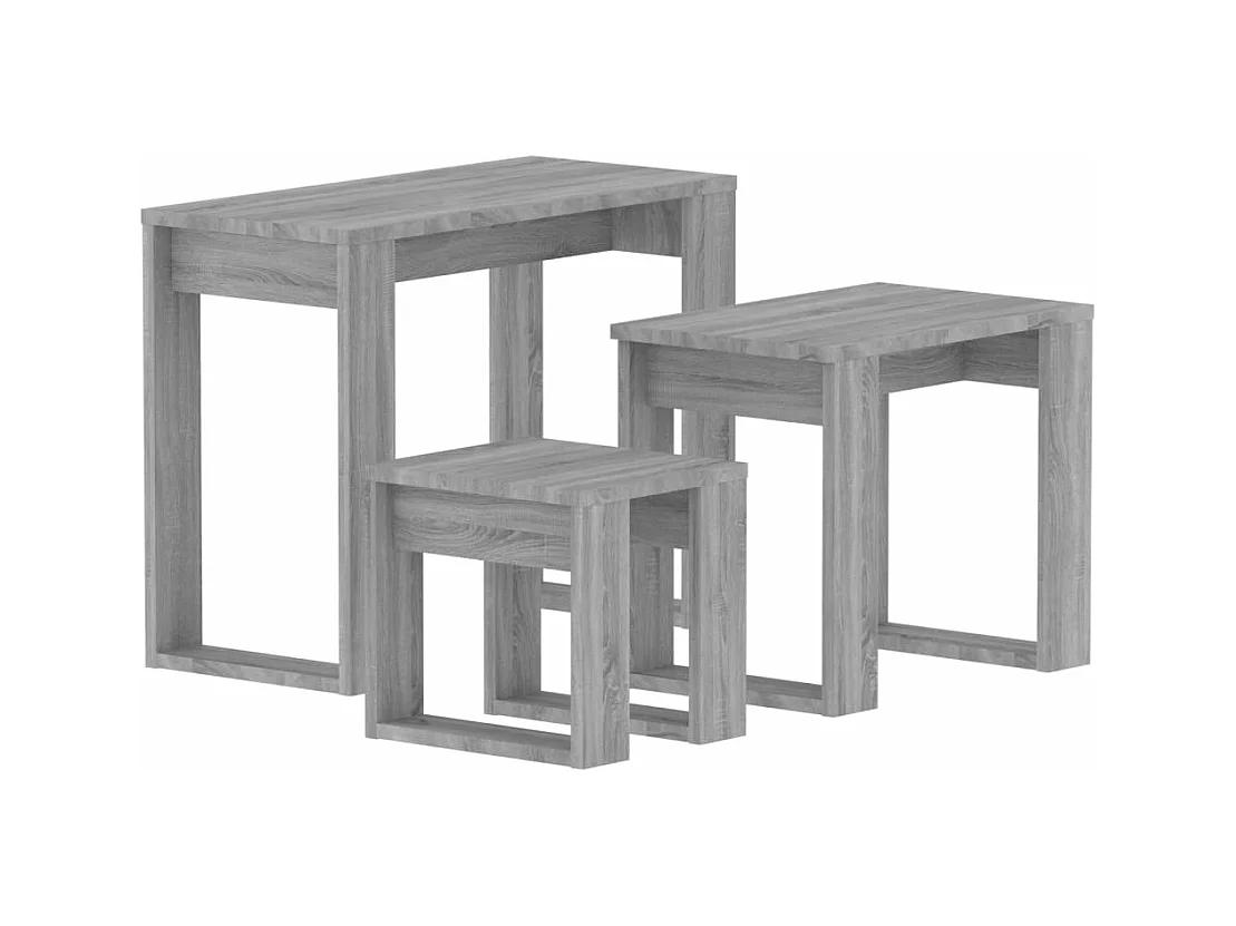 Satztische 3 Stk. Grau Sonoma Holzwerkstoff