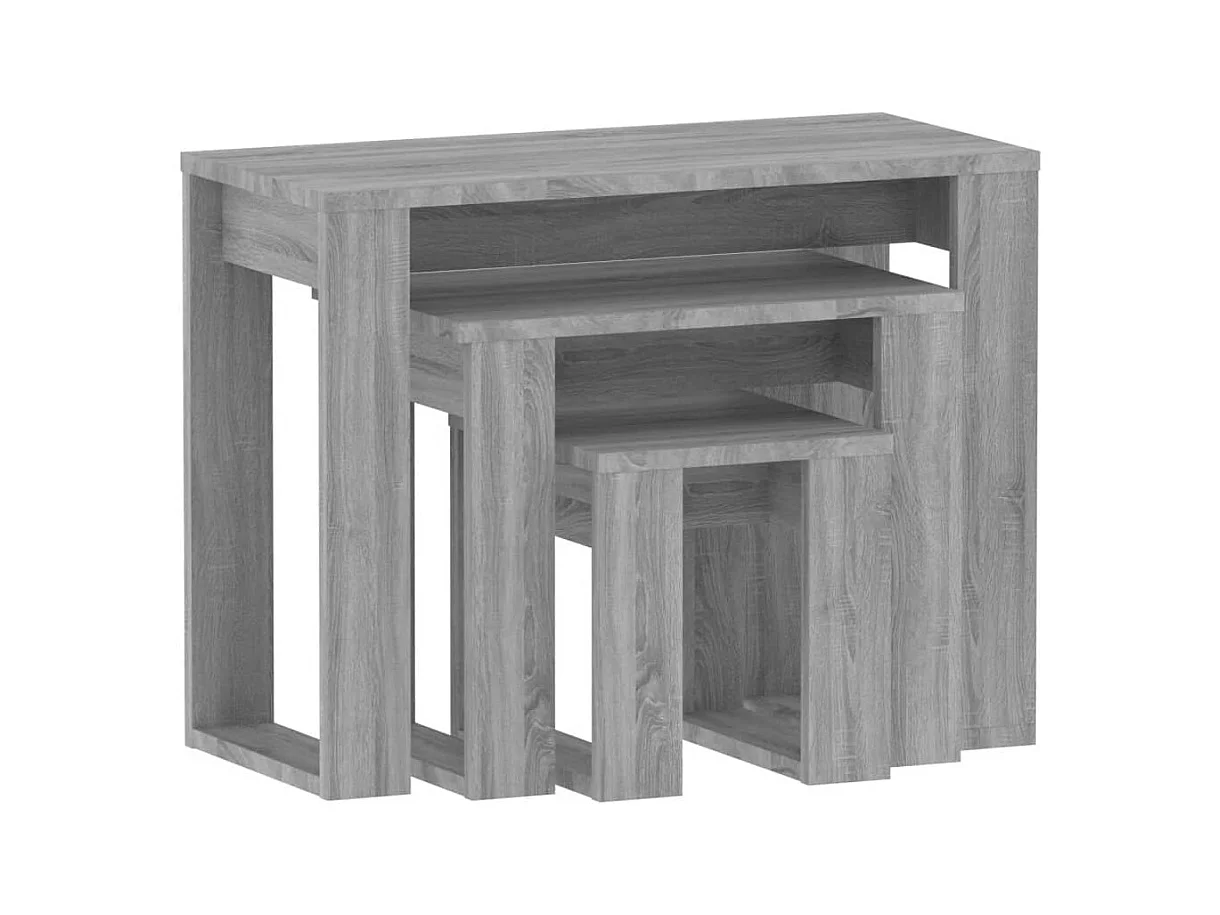 Satztische 3 Stk. Grau Sonoma Holzwerkstoff