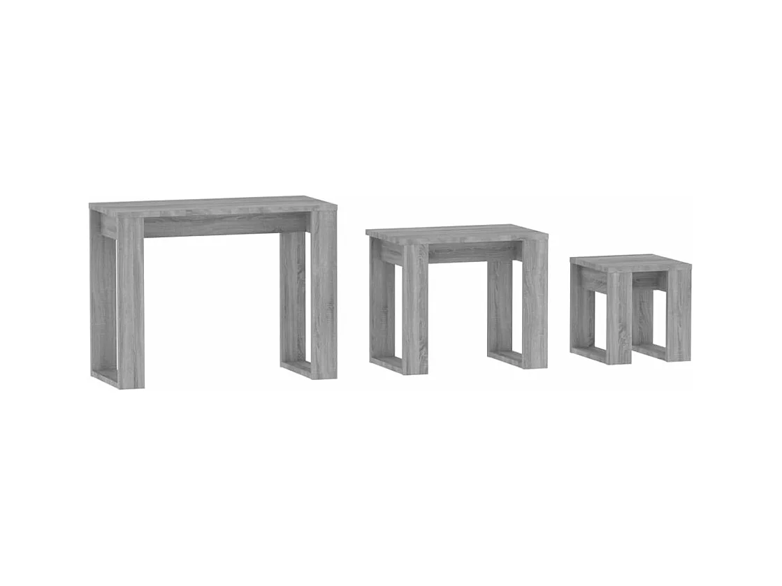 Satztische 3 Stk. Grau Sonoma Holzwerkstoff