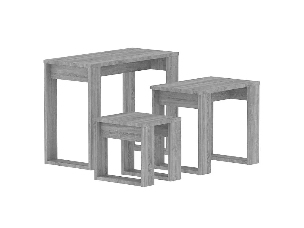 Satztische 3 Stk. Grau Sonoma Holzwerkstoff