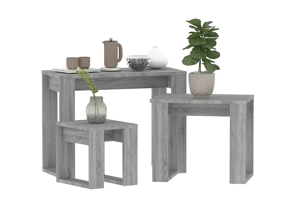 Satztische 3 Stk. Grau Sonoma Holzwerkstoff