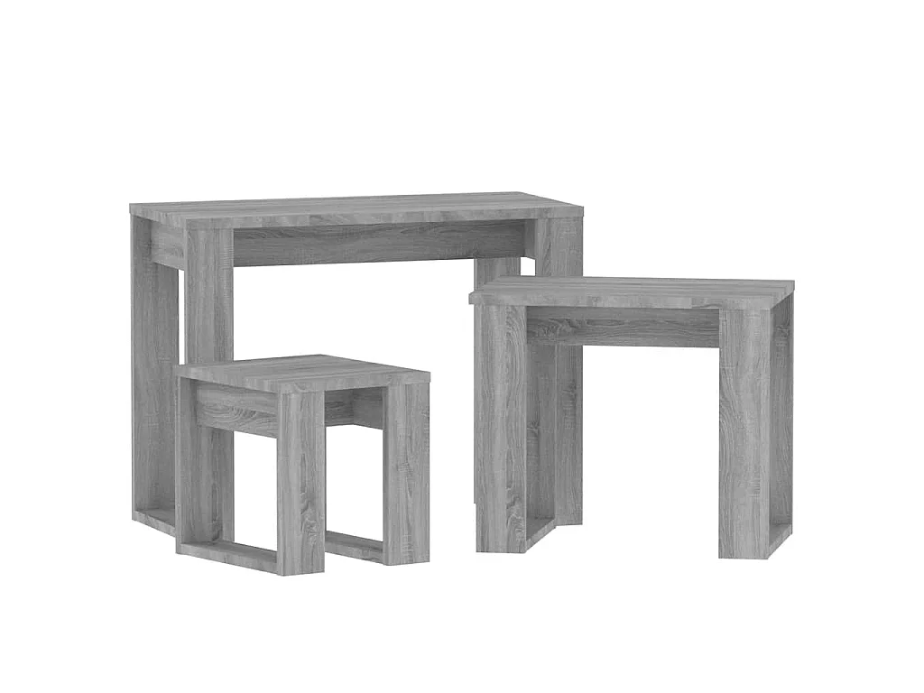 Satztische 3 Stk. Grau Sonoma Holzwerkstoff