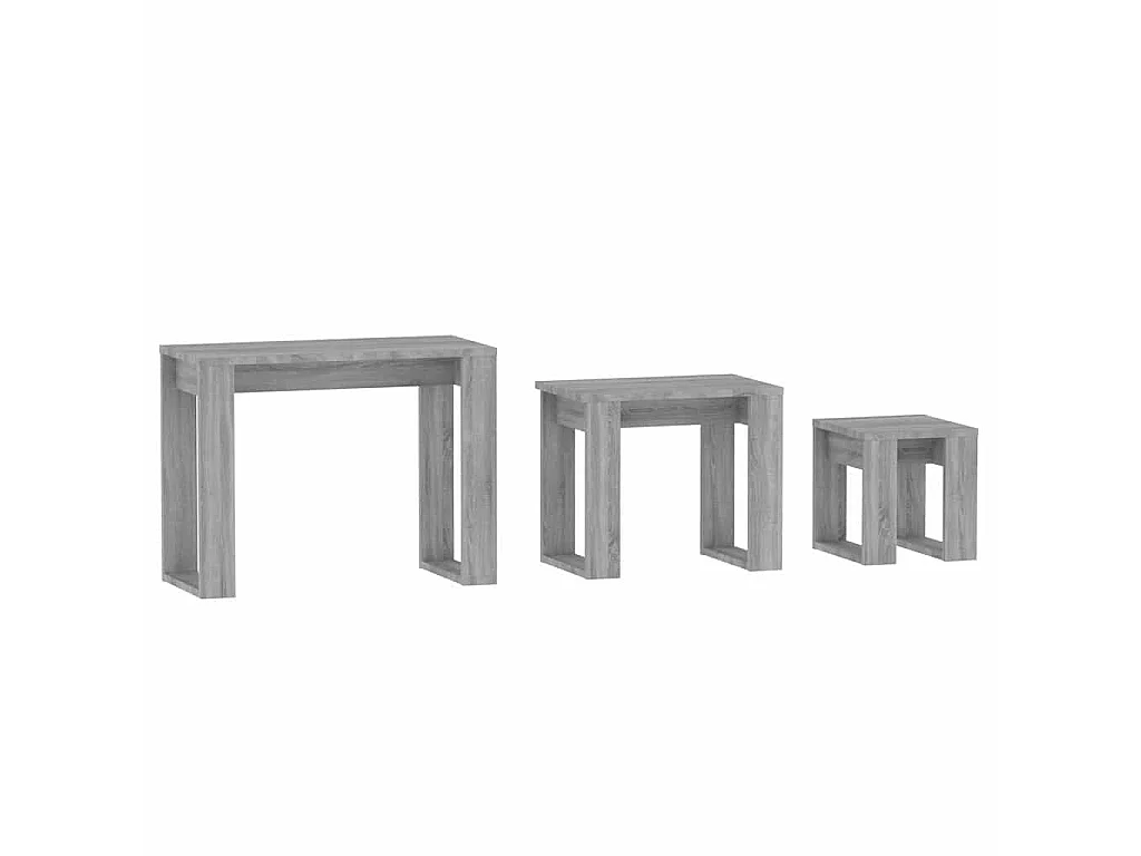 Tables gigognes 3 pcs Sonoma gris Bois d'ingénierie