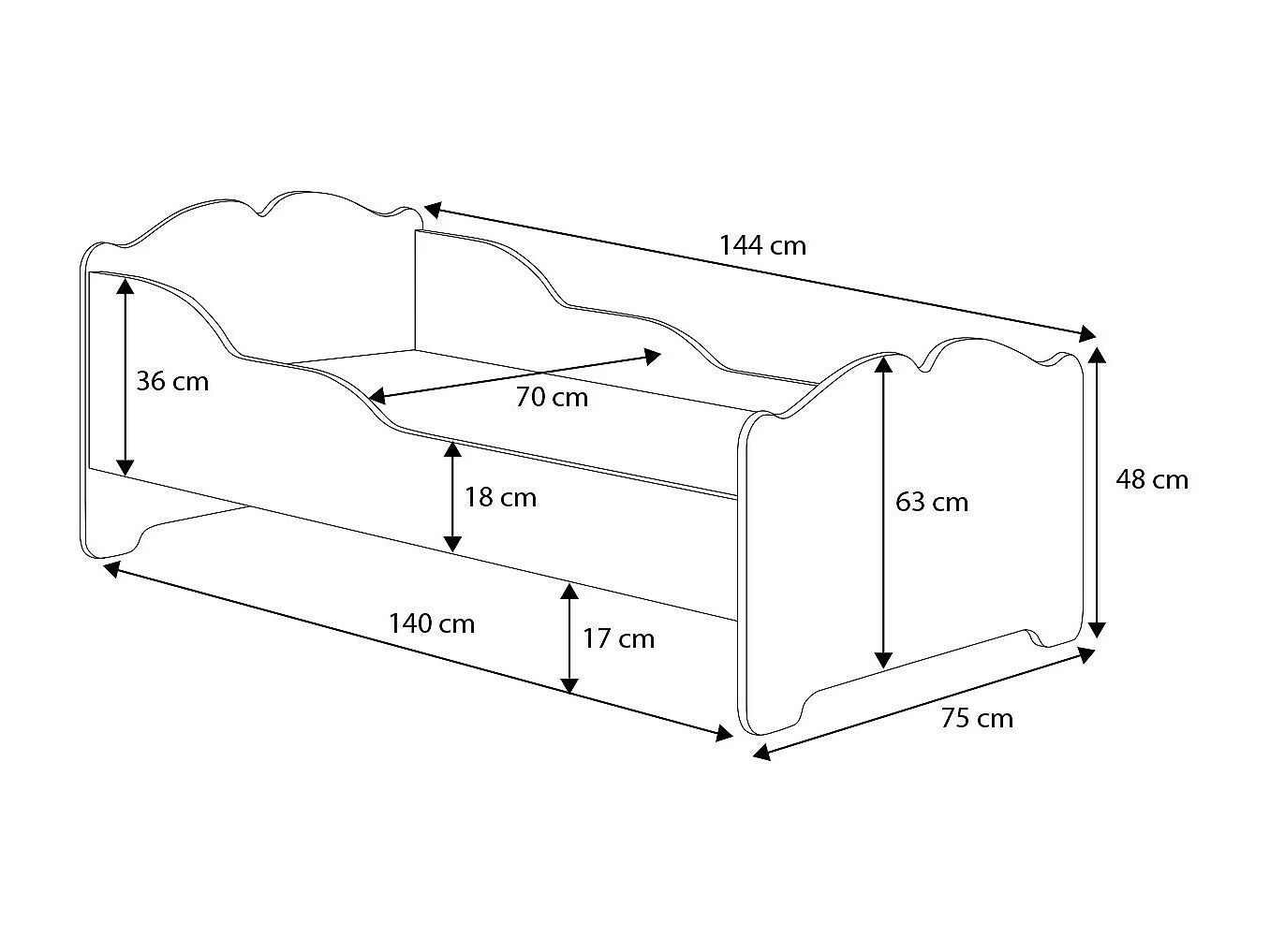 Lit enfant fille ALMENA avec tiroir matelas et cadre inclus - Fée rose - 140 cm x 70 cm