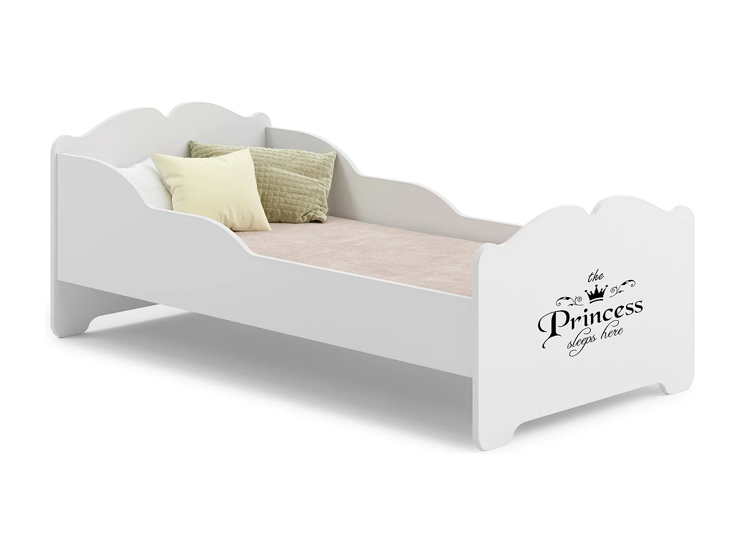 Lit enfant fille ALMENA avec matelas et cadre inclus - Princesse - 140 cm x 70 cm