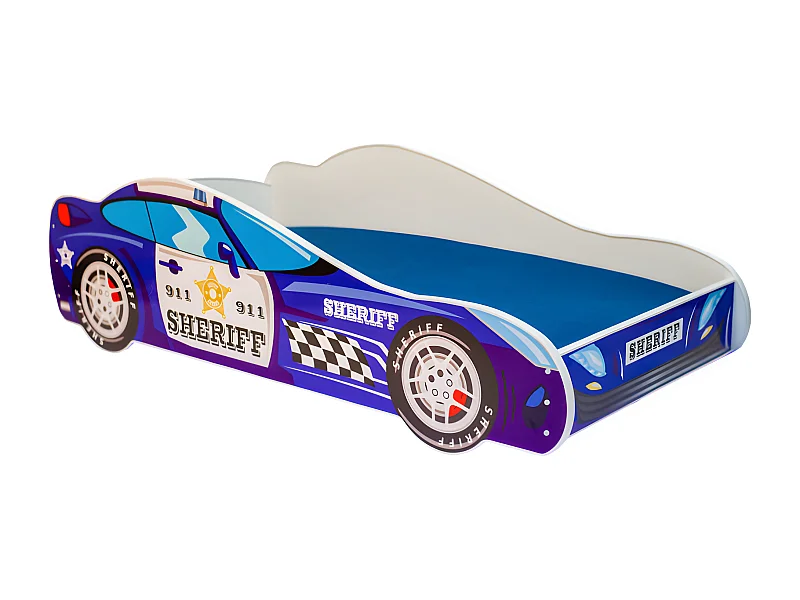 Lit enfant pour garçon voiture de police avec matelas et sommier inclus - 140 cm x 70 cm