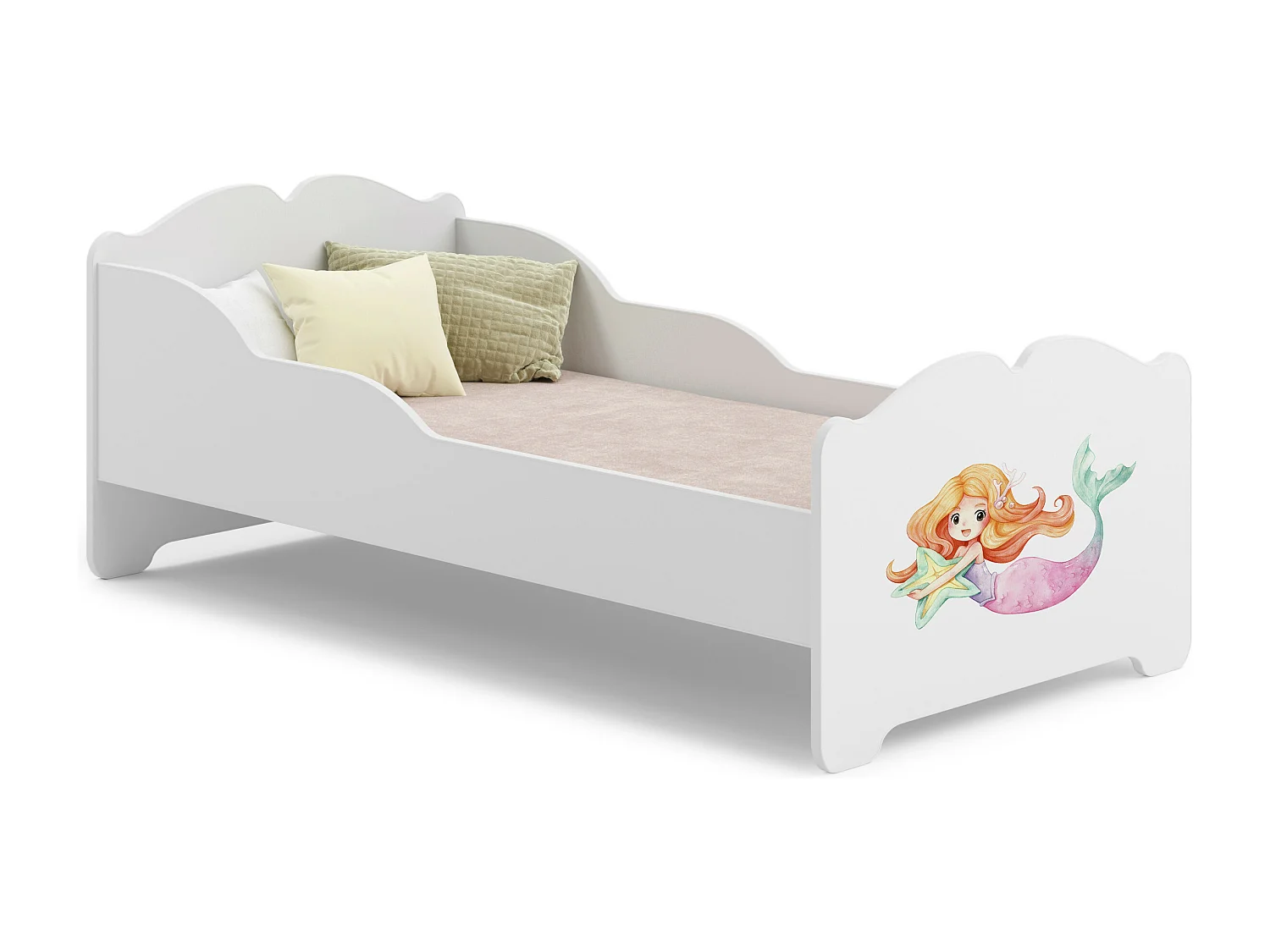 Lit enfant fille ALMENA avec matelas et cadre inclus - Sirene - 140 cm x 70 cm