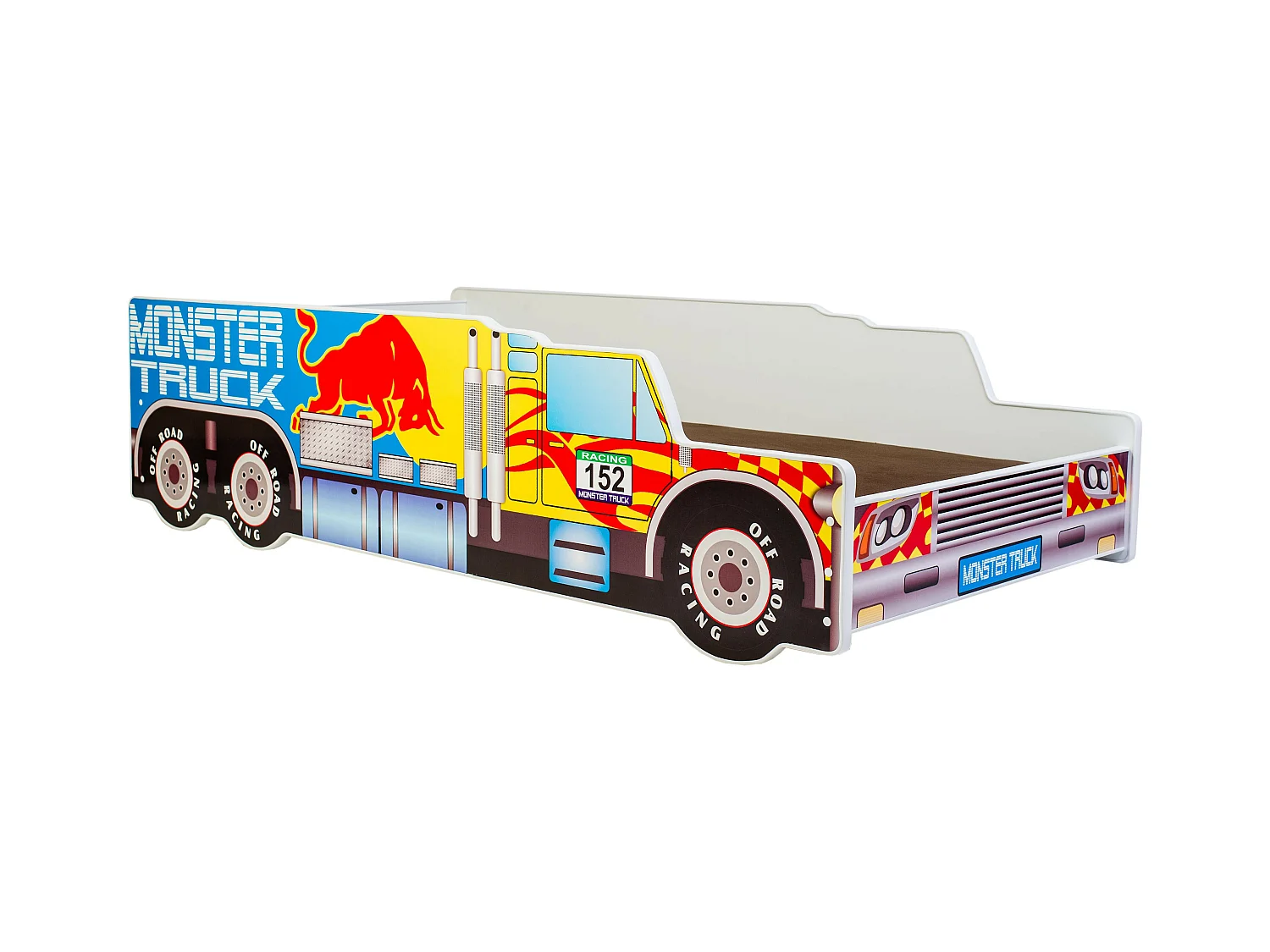 Lit enfant pour garçon Monster Truck avec matelas et sommier inclus - 160 cm x 80 cm