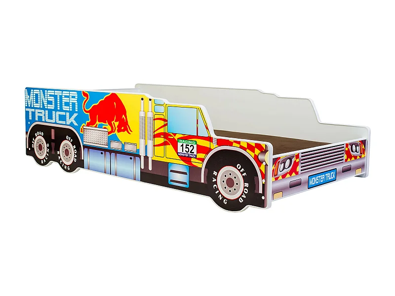 Lit enfant pour garçon Monster Truck avec matelas et sommier inclus - 160 cm x 80 cm