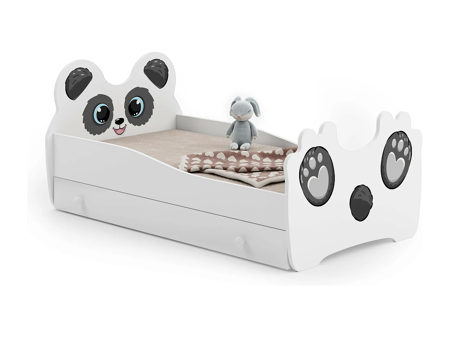 Lit enfant mouna avec tiroir matelas et cadre inclus - Panda - 140 cm x 70 cm