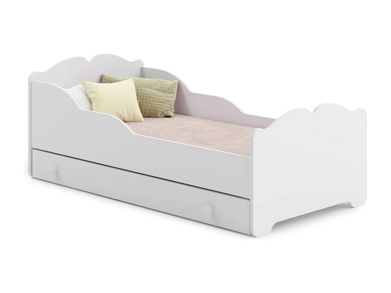 Lit enfant ALMENA avec tiroir matelas et cadre inclus - Sans graphique - 160 cm x 80 cm