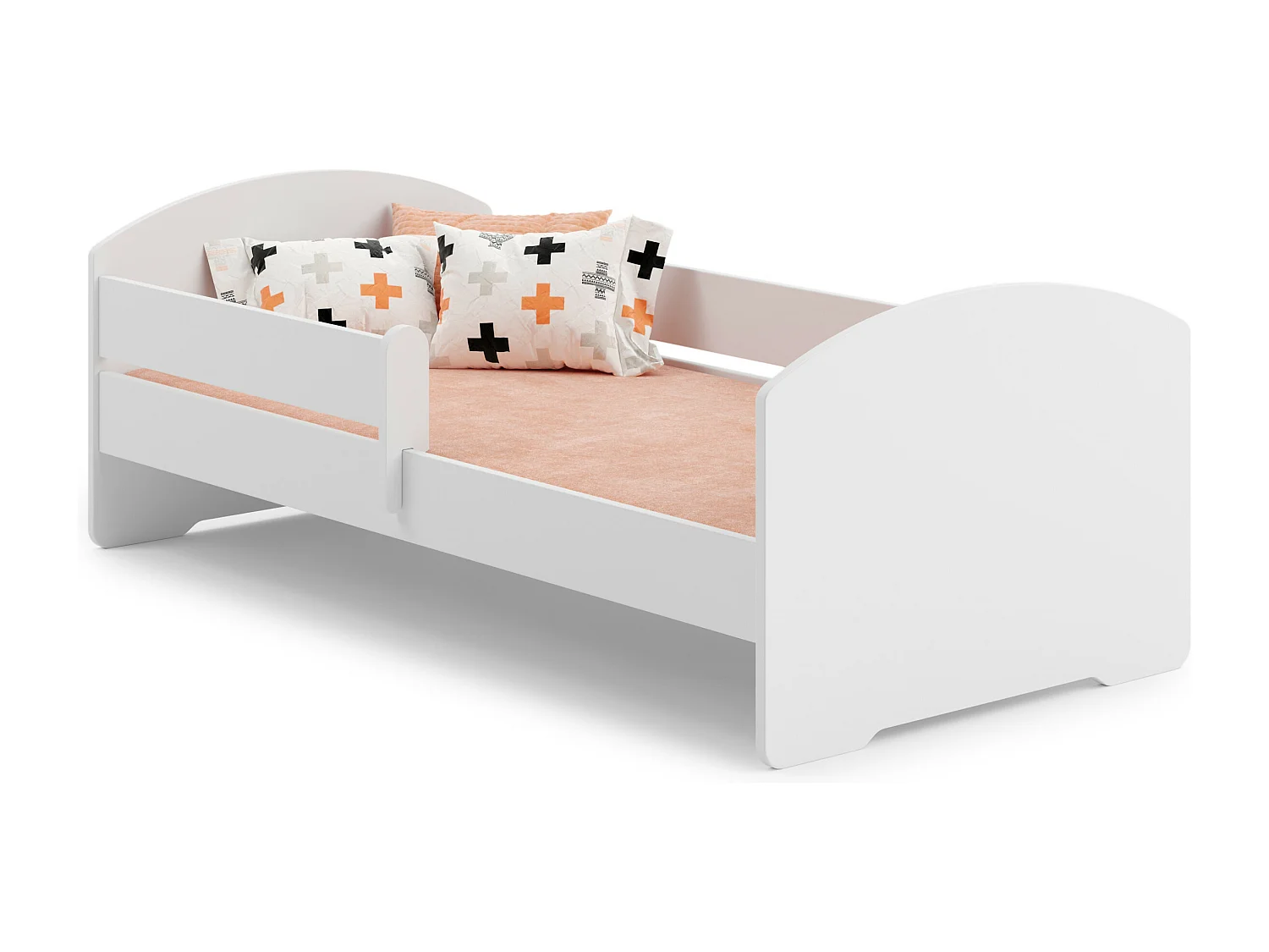Lit enfant LOU avec balustrade et matelas inclus - Sans graphique - 160 cm x 80 cm