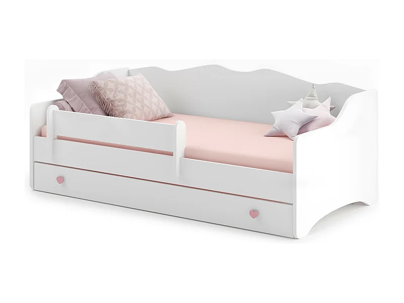 Lit enfant EMY 160x80cm avec tiroir - rose - Avec Matelas - Sans graphique