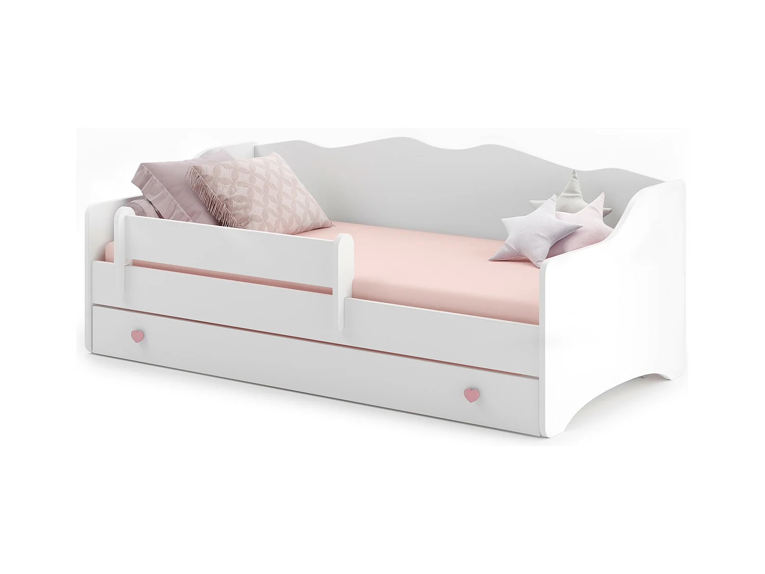 Lit enfant EMY 160x80cm avec tiroir - rose - Avec Matelas - Sans graphique