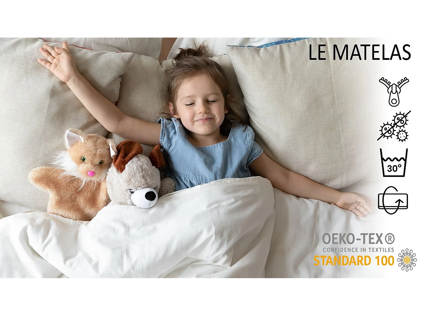 Lit enfant fille FIONA avec balustrade et matelas - Princesse et licorne roses - 140 cm x 70 cm