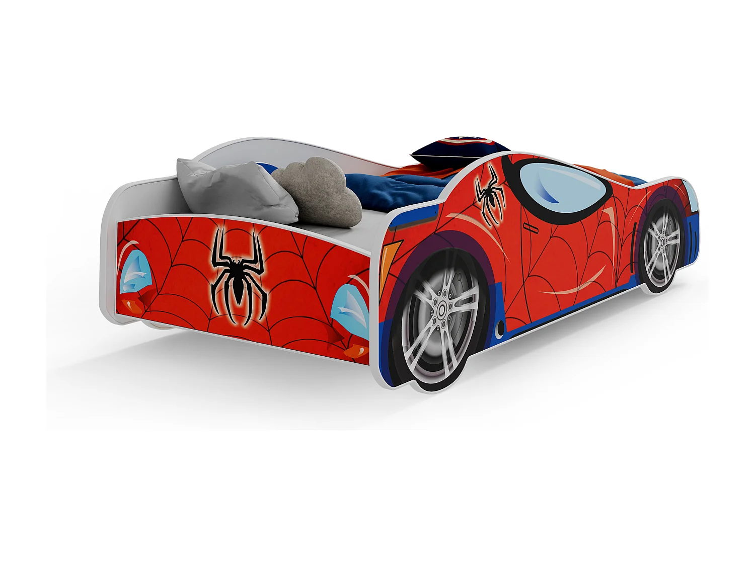Lit enfant pour garçon voiture spider man avec matelas et sommier inclus - 160 cm x 80 cm