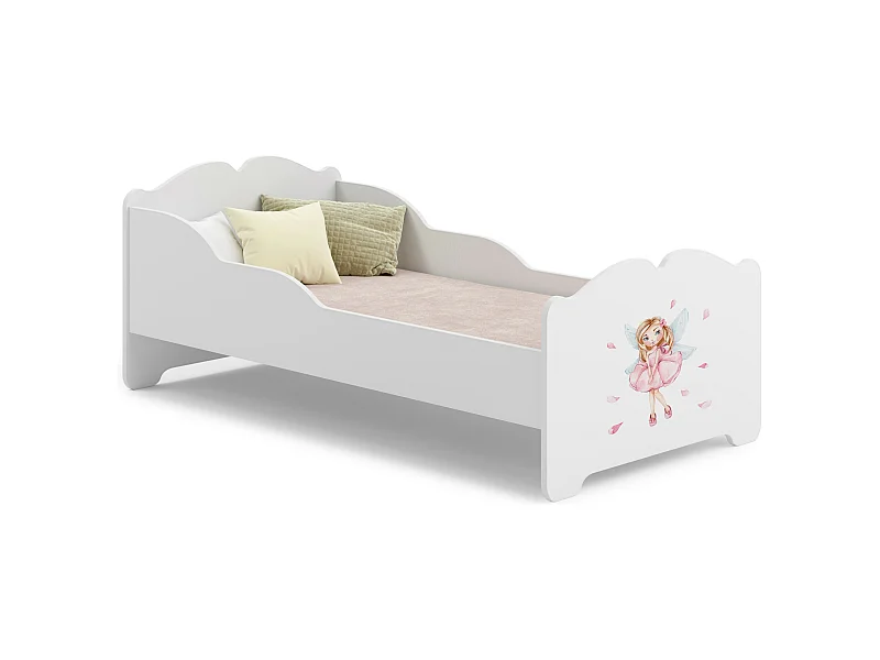 Lit enfant fille ALMENA avec matelas et cadre inclus - Fée rose - 160 cm x 80 cm