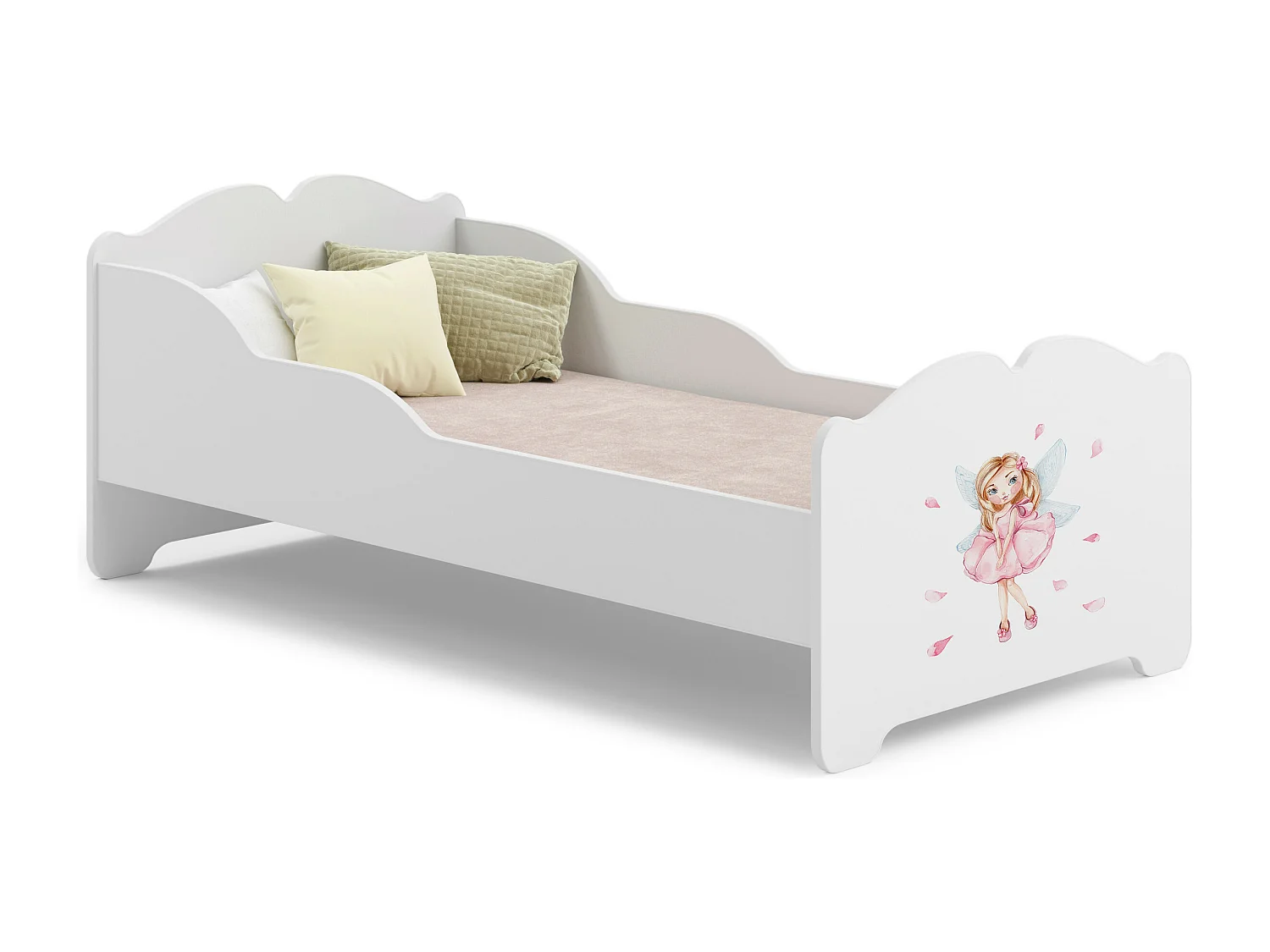 Lit enfant fille ALMENA avec matelas et cadre inclus - Fée rose - 160 cm x 80 cm