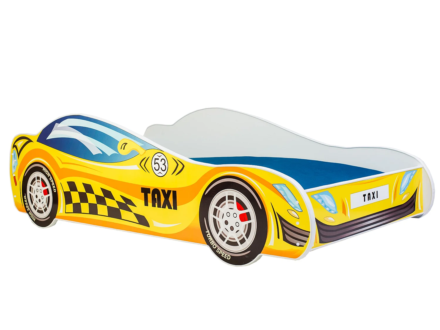 Lit enfant mixte garçons et filles Taxi avec matelas et sommier inclus - 140 cm x 70 cm