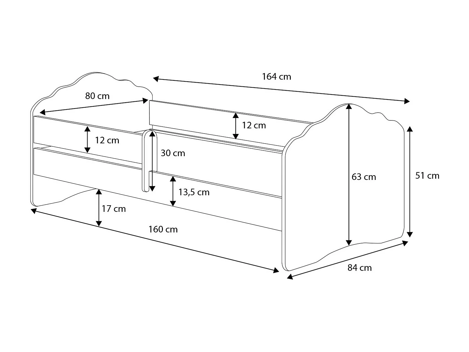 Lit enfant fille FIONA avec balustrade et matelas - Fée rose - 160 cm x 80 cm