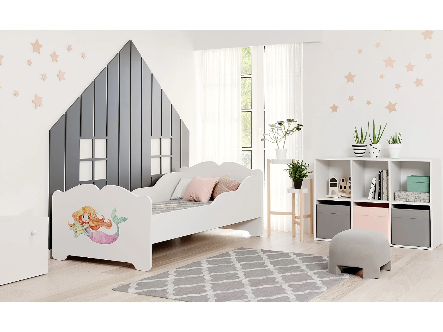 Lit enfant fille ALMENA avec matelas et cadre inclus - Sirene - 160 cm x 80 cm