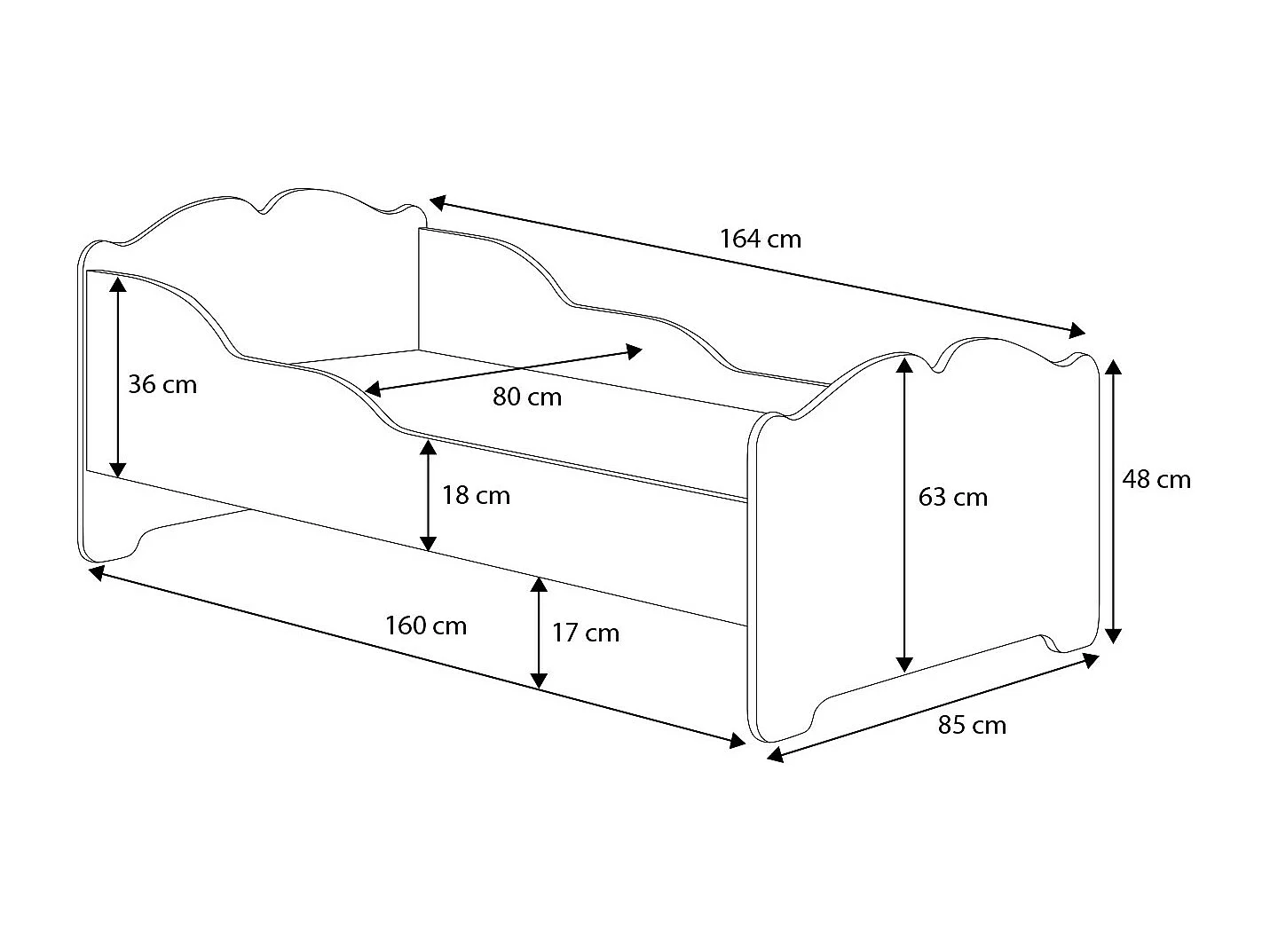 Lit enfant fille ALMENA avec matelas et cadre inclus - Sirene - 160 cm x 80 cm