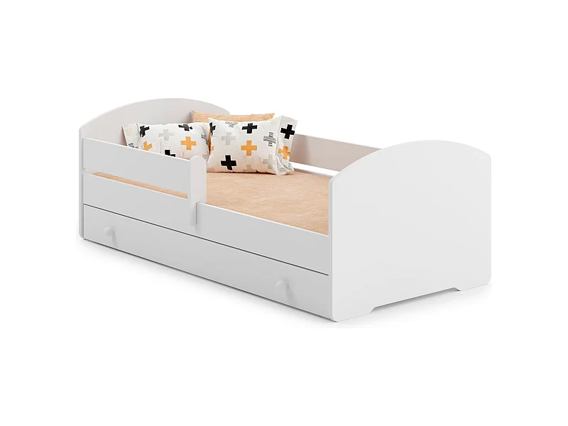 Lit enfant LOU avec tiroir balustrade et matelas inclus - Sans graphique - 160 cm x 80 cm