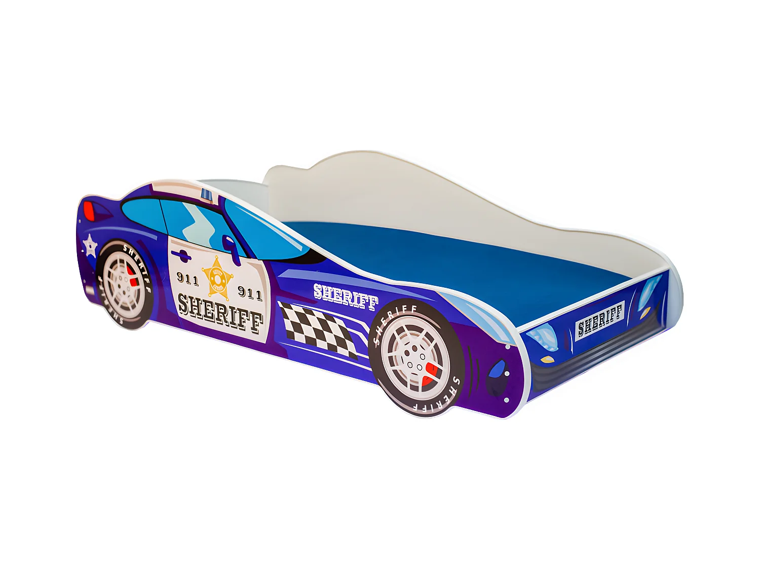 Lit enfant pour garçon voiture de police avec matelas et sommier inclus - 160 cm x 80 cm