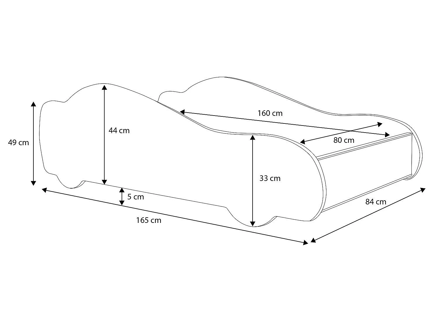 Lit enfant pour garçon voiture de police avec matelas et sommier inclus - 160 cm x 80 cm