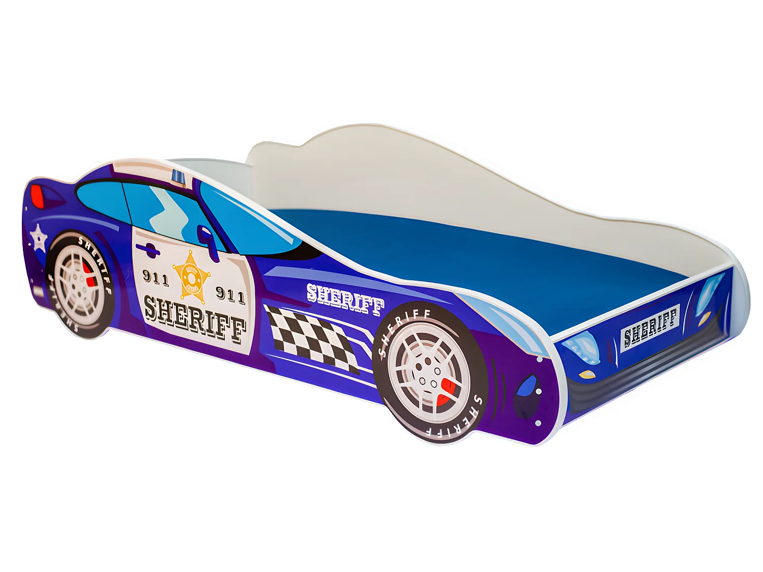 Lit enfant pour garçon voiture de police avec matelas et sommier inclus - 160 cm x 80 cm