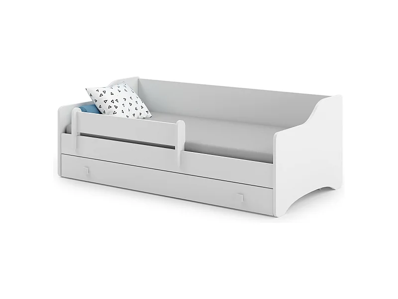 Lit enfant EVOC 160x80cm avec tiroir matelas inclus - blanc