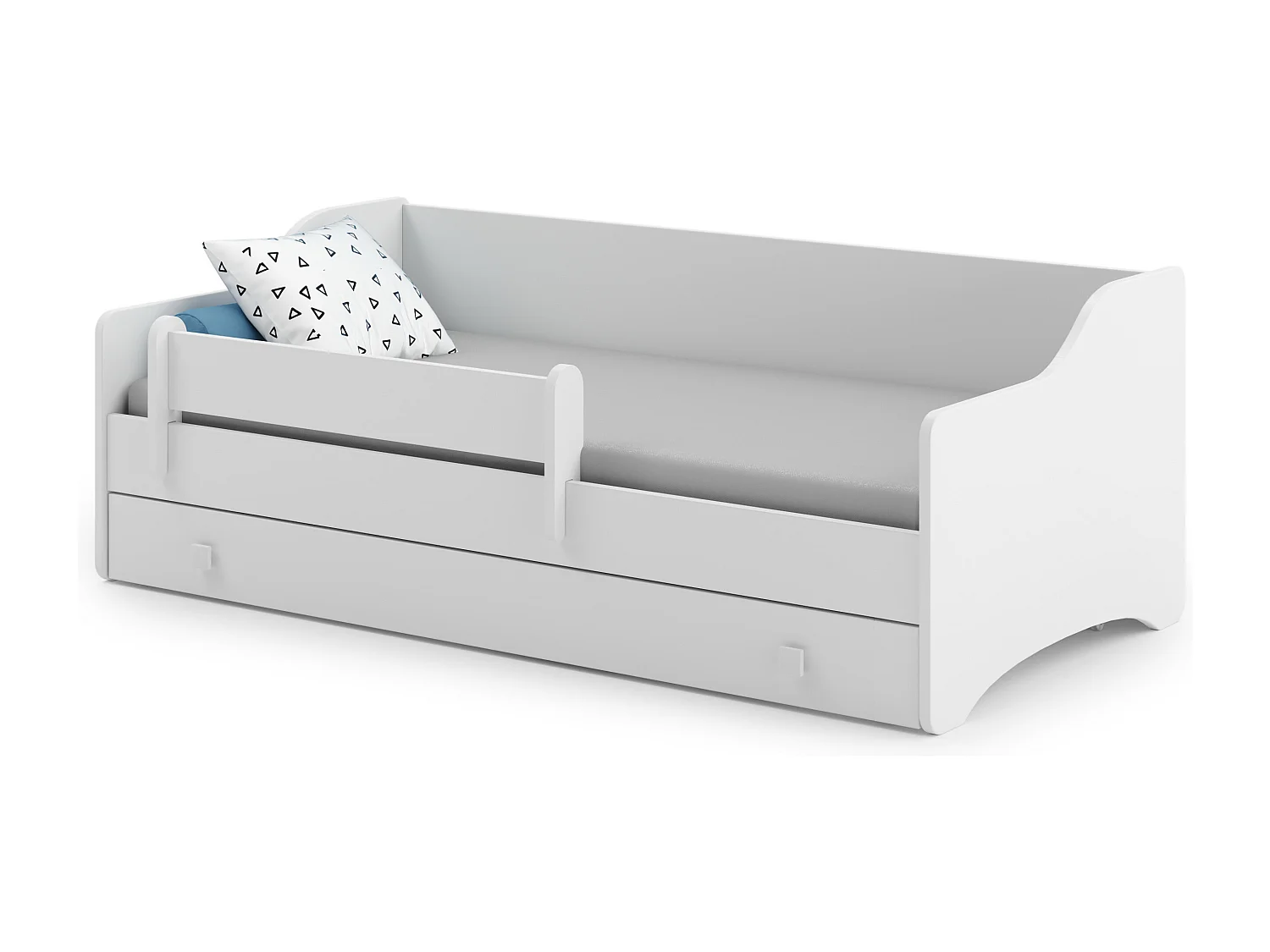 Lit enfant EVOC 160x80cm avec tiroir matelas inclus - blanc