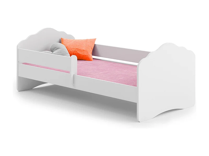 Lit enfant FIONA avec balustrade et matelas - Sans graphique - 140 cm x 70 cm
