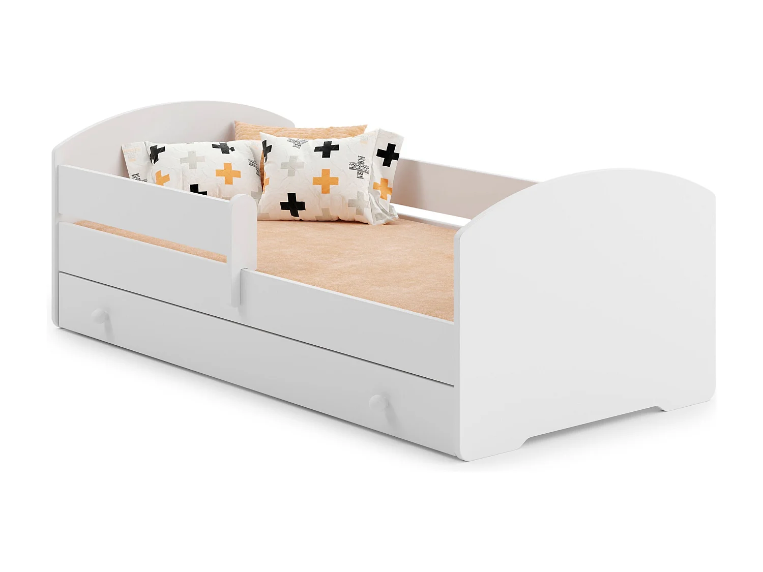 Lit enfant LOU avec tiroir balustrade et matelas inclus - Sans graphique - 140 cm x 70 cm