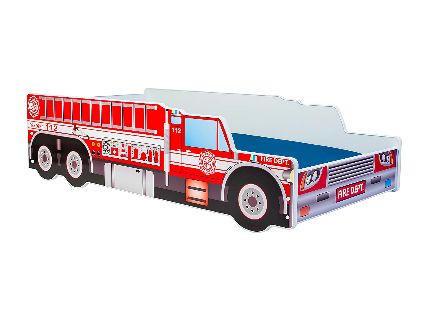 Lit enfant pour garçon Camion de pompier avec matelas et sommier inclus - 160 cm x 80 cm