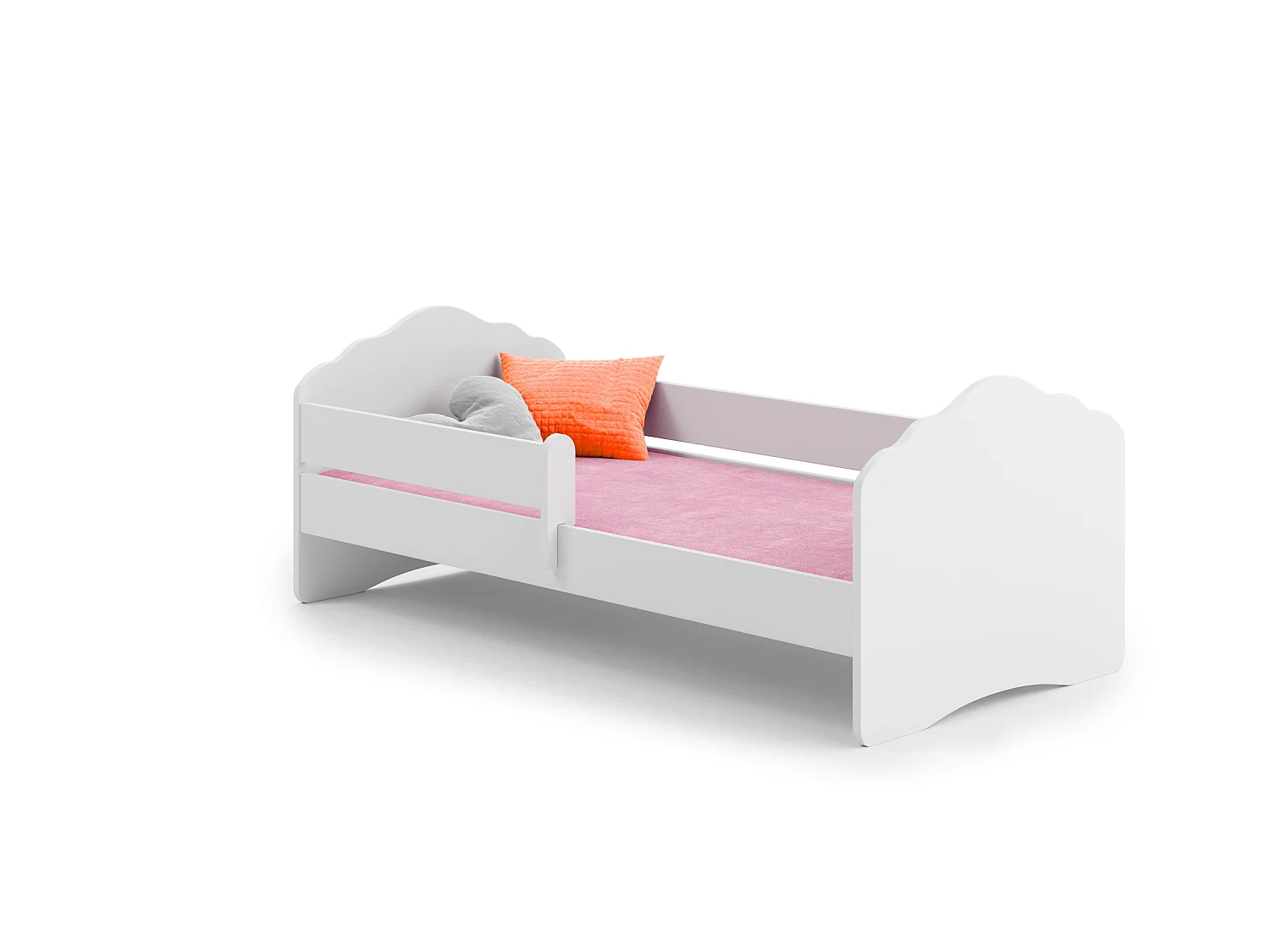 Lit enfant FIONA avec balustrade et matelas - Sans graphique - 160 cm x 80 cm