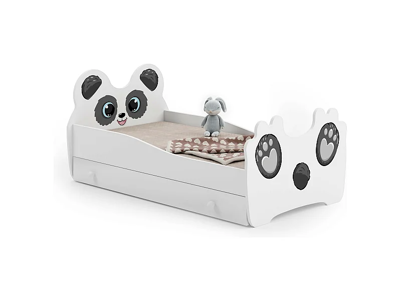 Lit enfant mouna avec tiroir matelas et cadre inclus - Panda - 160 cm x 80 cm