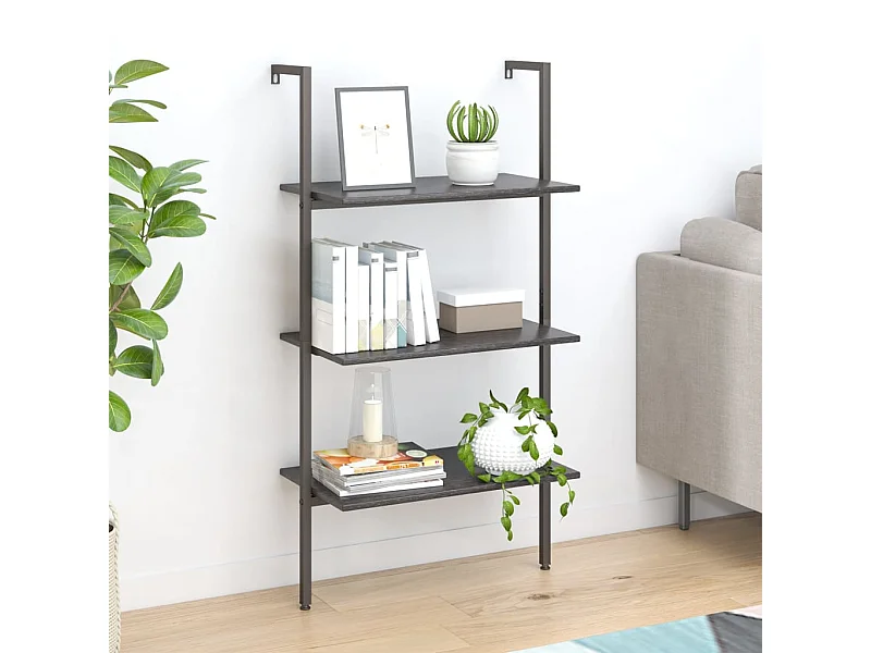 Ladderrek met 3 schappen 64x35x120,5 cm zwart