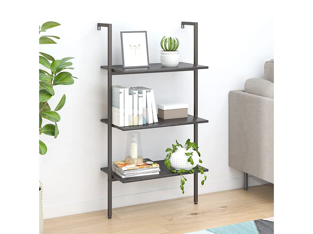 Unidade 3 prateleiras inclinada 64x35x120,5 cm preto